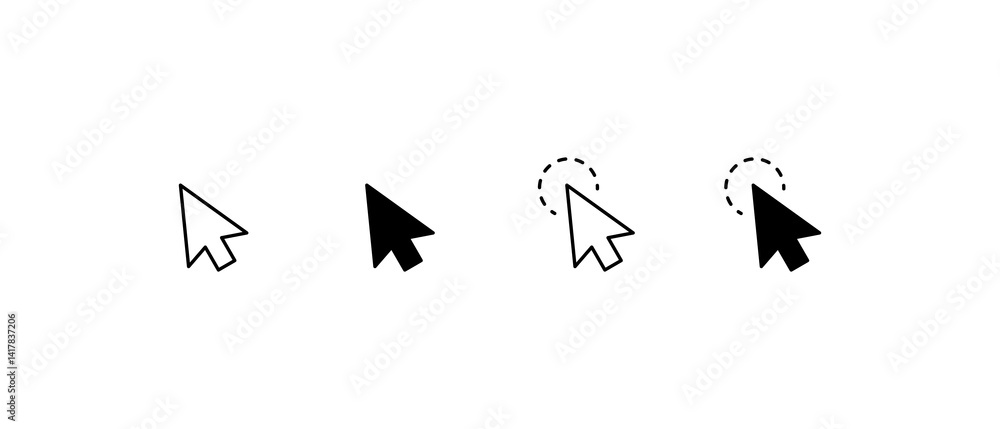 Fototapete Computer mouse click cursor black arrow icons set. Cursor icon. Mouse click cursor collection.
