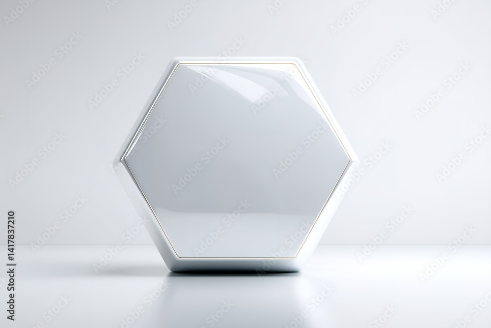 Poster modern hexagonal object displayed against a plain background showcasing minimalist design and elegan
