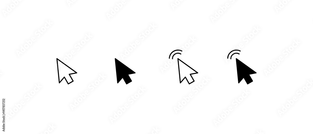 Fototapete Computer mouse click cursor black arrow icons set. Cursor icon. Mouse click cursor collection.