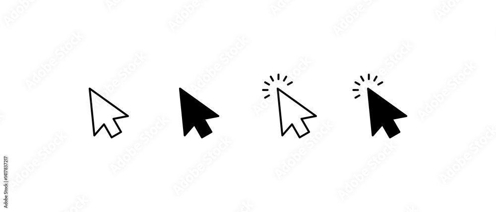 Fototapete Computer mouse click cursor black arrow icons set. Cursor icon. Mouse click cursor collection.
