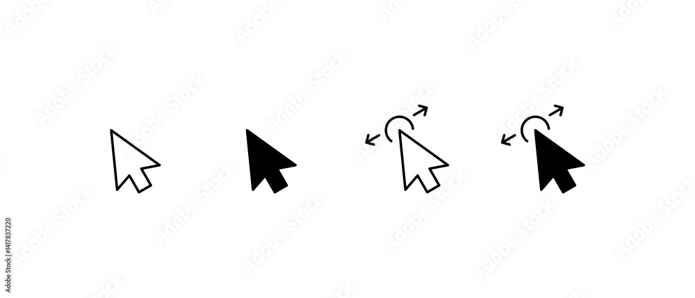 Fototapete Computer mouse click cursor black arrow icons set. Cursor icon. Mouse click cursor collection.