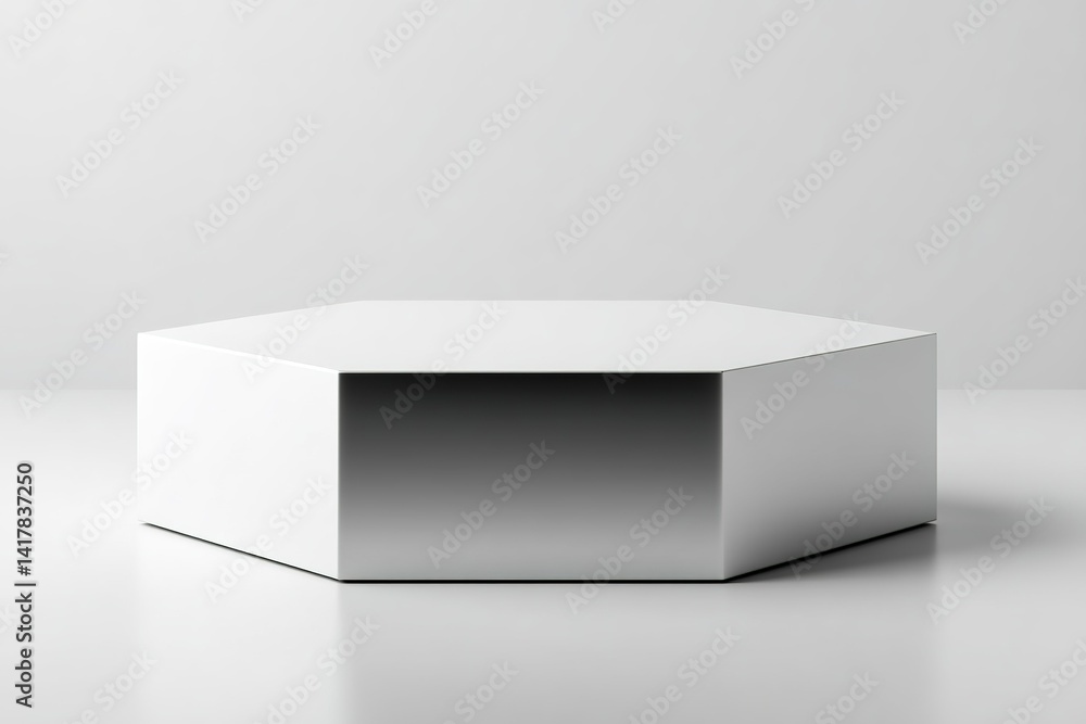 Poster minimalist hexagonal table displayed in a modern studio setting with soft lighting and neutral color