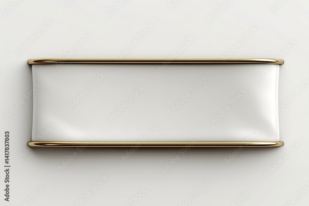 Poster blank rectangular sign with a sleek design and gold border, perfect for customization in various set