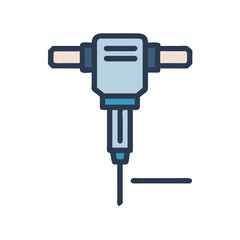 Blue Jackhammer Icon Construction Tool on Black Background