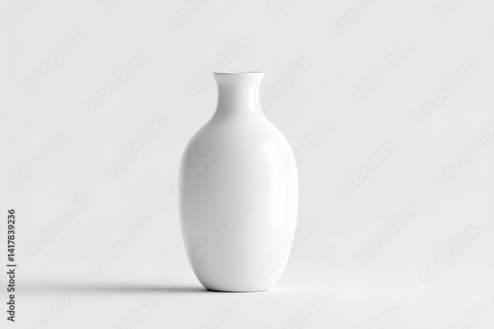 Poster elegant white ceramic vase displayed on a minimalistic background highlighting its smooth curves and
