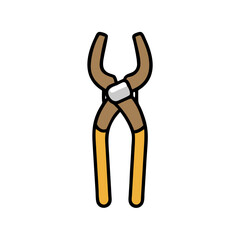 Cartoon tongs illustration on a black background tool