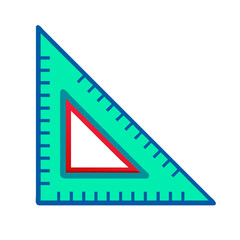 Bright Colorful Triangle Ruler Icon on Black Background
