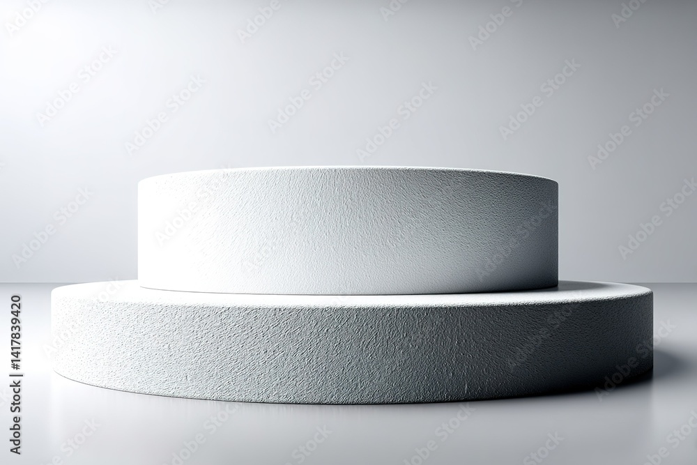 Poster circular textured surfaces on a minimalist backdrop create a modern visual statement in a profession