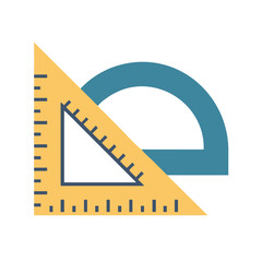 Triangle ruler and protractor for technical drawing and maths