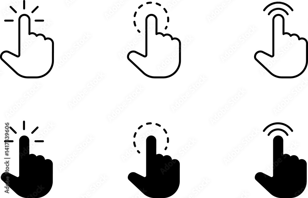 Fototapete Computer mouse click cursor black arrow icons set. Cursor icon. Mouse click cursor collection.