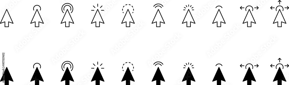 Fototapete Computer mouse click cursor black arrow icons set. Cursor icon. Mouse click cursor collection.