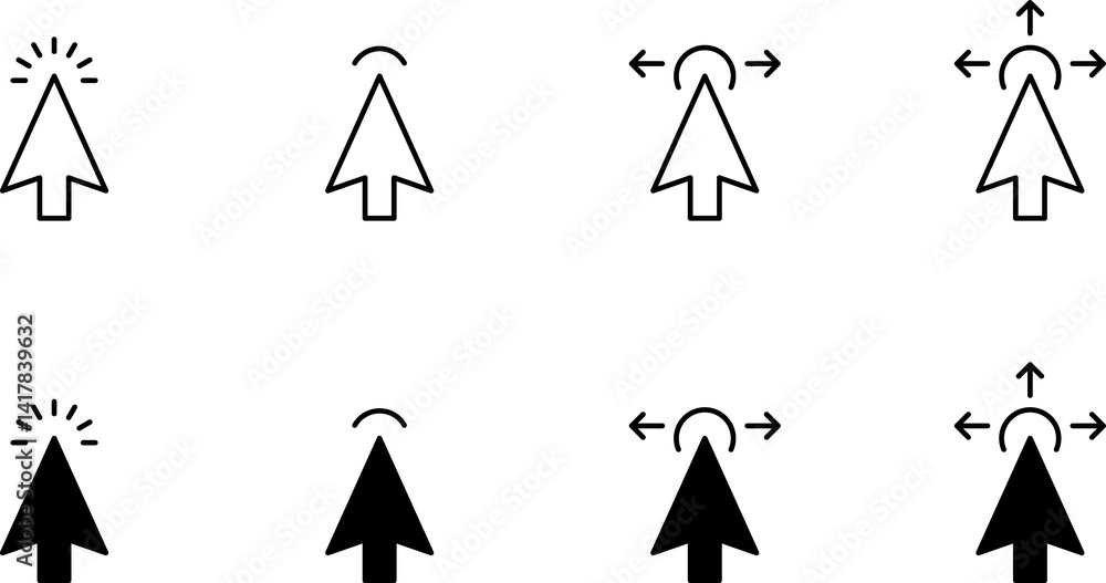 Fototapete Computer mouse click cursor black arrow icons set. Cursor icon. Mouse click cursor collection.