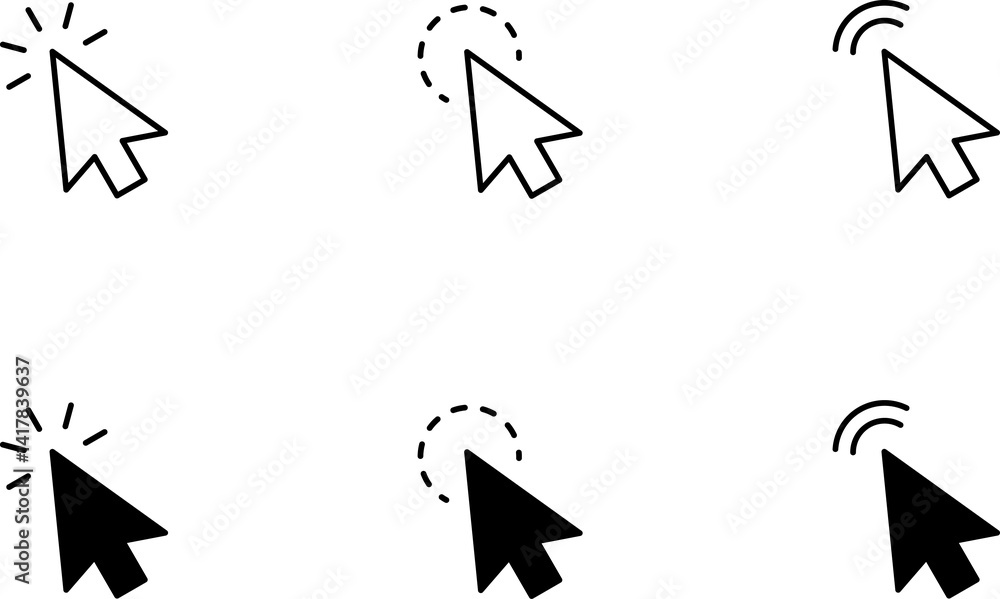 Fototapete Computer mouse click cursor black arrow icons set. Cursor icon. Mouse click cursor collection.