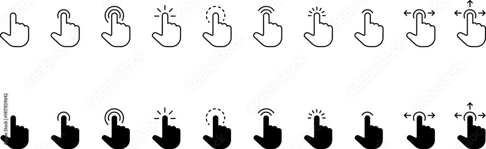 Fototapete Computer mouse click cursor black arrow icons set. Cursor icon. Mouse click cursor collection.
