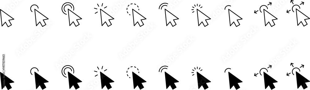 Fototapete Computer mouse click cursor black arrow icons set. Cursor icon. Mouse click cursor collection.
