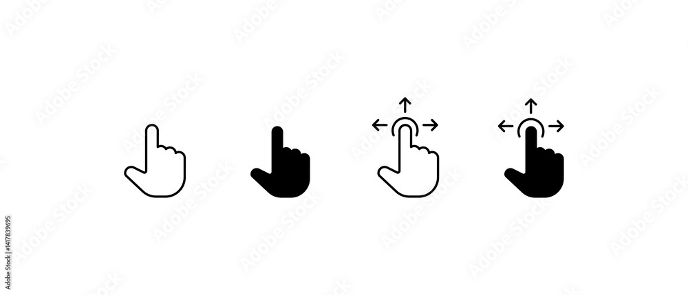 Fototapete Computer mouse click cursor black arrow icons set. Cursor icon. Mouse click cursor collection.