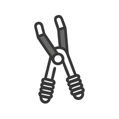 Outline style tongs or pliers vector on black
