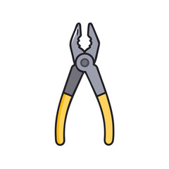 Vector illustration of yellow handled combination pliers tool