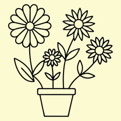 Simple minimalist flower line art