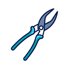 Blue Garden Clippers Tool Illustration on a Black Background