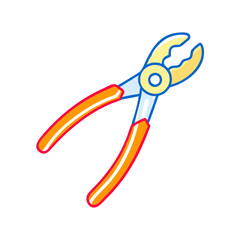 Colorful Pliers Illustration on Black Background Tool Icon