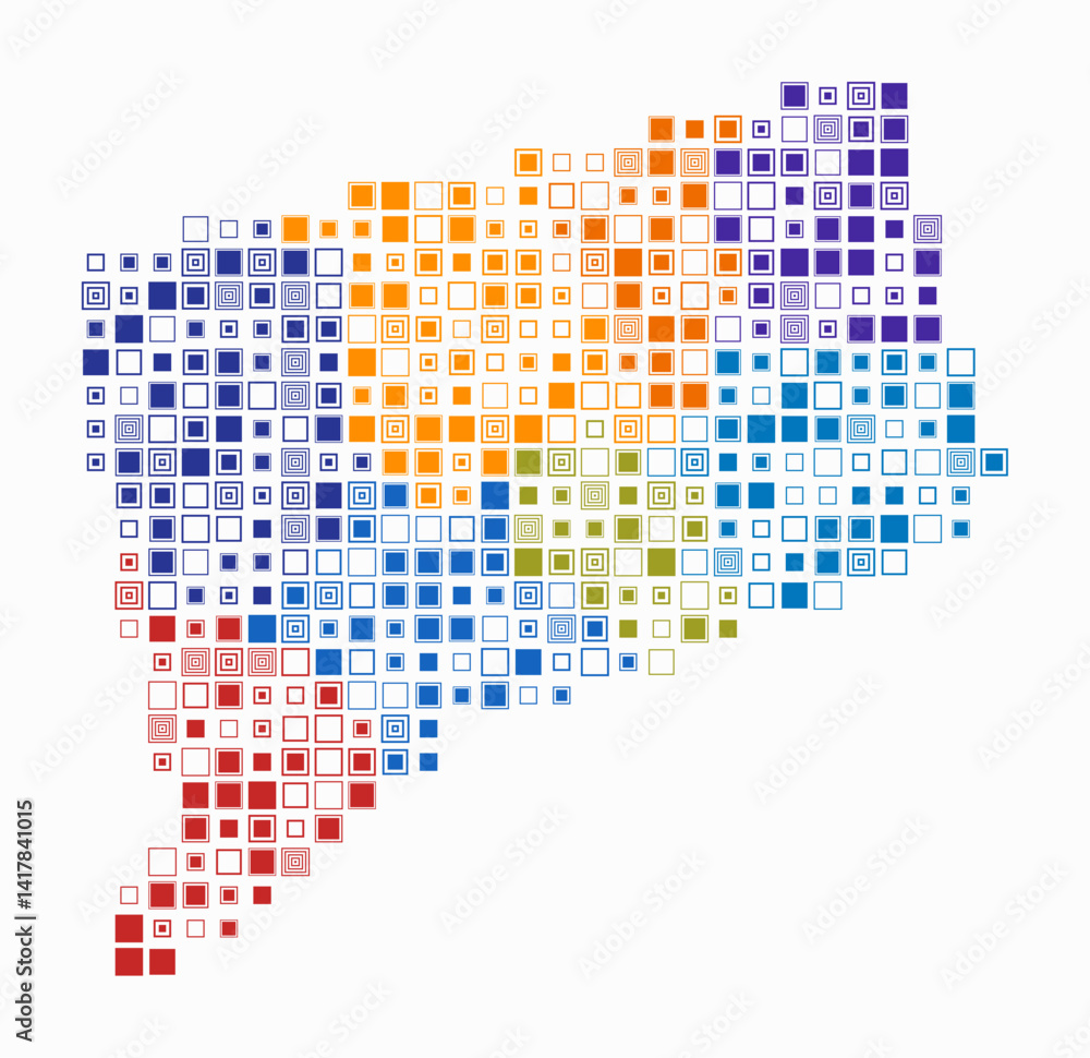 Poster connecticut, shape of the state build of colored cells. digital style map of the connecticut on whit