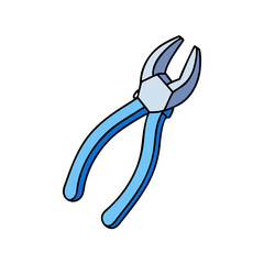 Blue and Silver Cutting Pliers Tool Cartoon Illustration