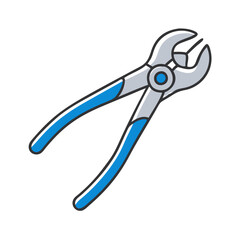 Cartoon lineman pliers with blue handle on black background