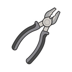Cartoon Gray Pliers Isolated on Black Background Illustration