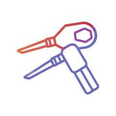 Gradient icon of dental tools, isolated on black