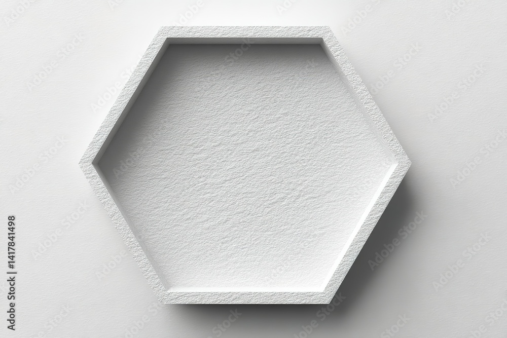 Aufkleber hexagonal white tray with a textured finish displayed against a plain background for decorative use 