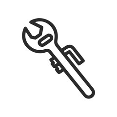 Outline Icon of an Adjustable Wrench with Hex Key