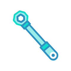 Cool Blue Socket Wrench Icon on Black Background