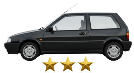 Isolated Compact Car with Three Gold Stars