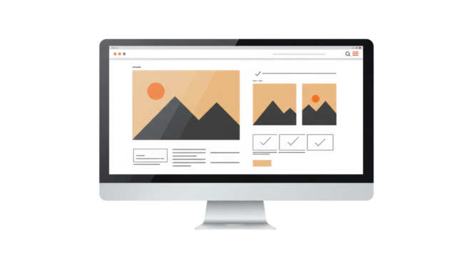 Isolated Website Design on Computer Monitor
