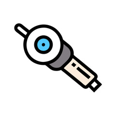 Simple flashlight icon with blue light on black