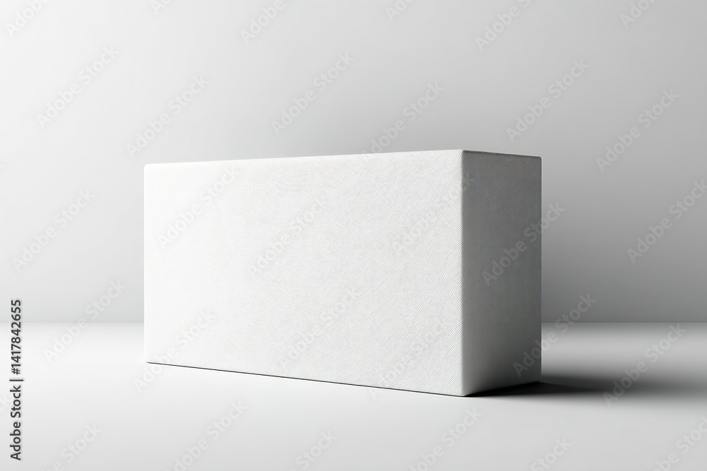 Poster white rectangular object positioned on a smooth surface against a minimalistic backdrop