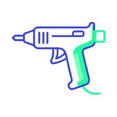 Colorful cartoon style outline of a hot glue gun