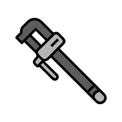 Gray Adjustable Wrench or Pipe Wrench Tool Icon