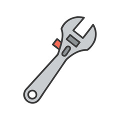 Adjustable Wrench Illustration on Black Background for Construction