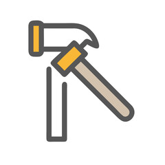 Modern minimalist hammer icon on black background design