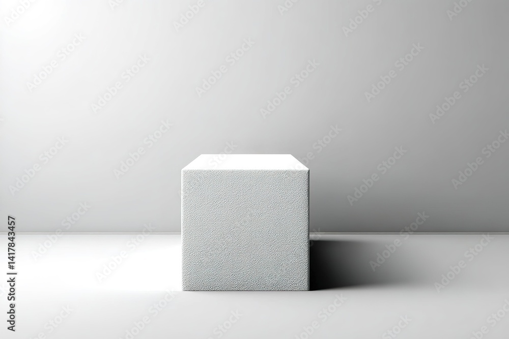 Poster simple gray cube on a plain background casting shadow with minimalistic design