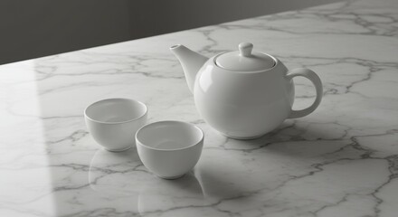 Tea Set on Marble Table (Photo)