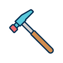 Cartoon Style Upholstery Hammer Icon on Black Background
