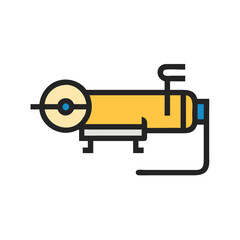 Stylized Industrial Angle Grinder Machine on Black Background