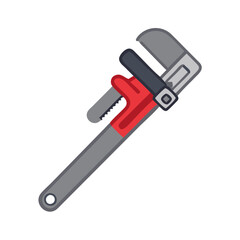 Cartoon pipe wrench illustration isolated on black background