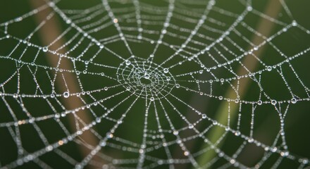Spiderweb with Water Droplets (Photo)