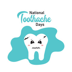 National Toothache Day Vector Illustration on February 9 for Dental Hygiene so as not to Cause Pain from Germs or Bacteria in Flat Background
