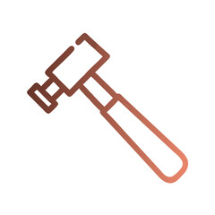 Copper Outline Hammer Icon on Black Background