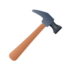 Illustration of a Wooden Handled Claw Hammer Tool